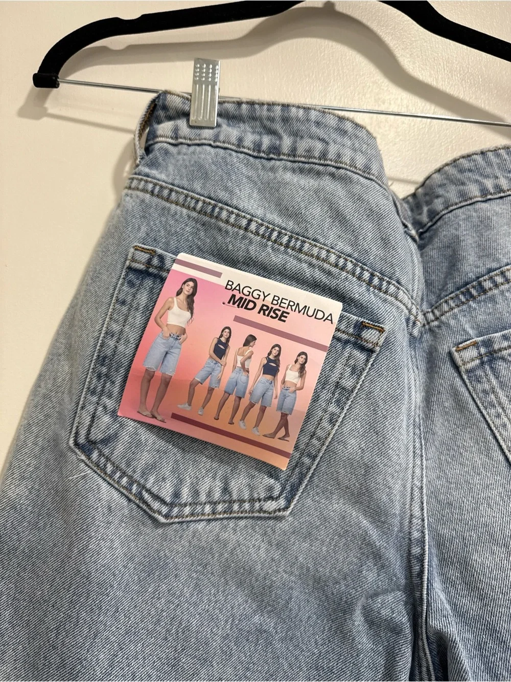 NWT Light Blue Mid-Rise Baggy Denim Bermuda Shorts